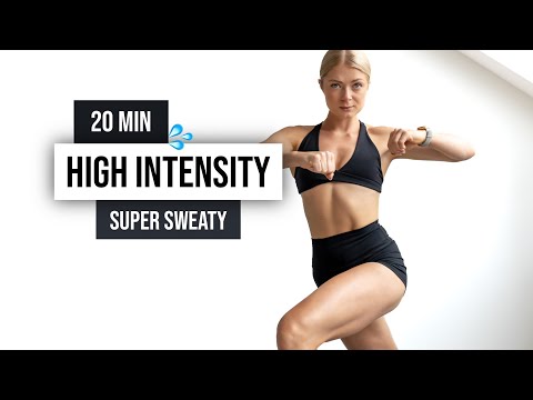 20 MIN SWEATY CARDIO HIIT - QUICK INTENSE ALL STANDING Home Workout with weights