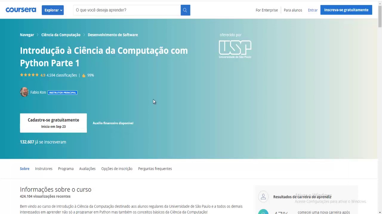 Curso Python USP Coursera Português Brasil Online com Certificado