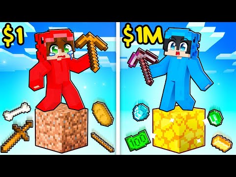 $1 vs $1,000,000 Minecraft ama Tek BLOK!