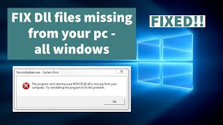 How to Fix All .DLL file Missing Error in Windows PC - on all Windows