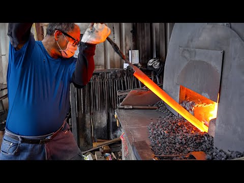 Forging Long Bluefin Tuna Knife by Artillery Shell / 黑鮪魚長刀鍛造 - Taiwan Blade Smith