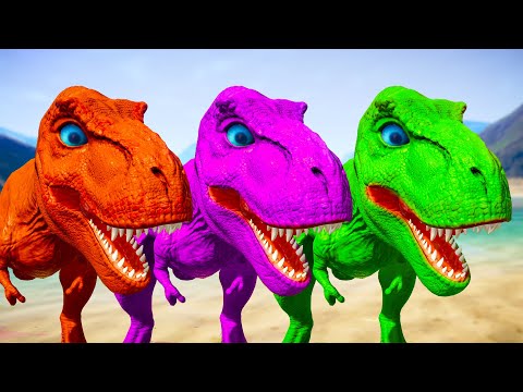T-REX COLOR PACK vs SPINOSAURUS vs GODZILLA vs ALBERTOSAURUS - Jurassic World Evolution
