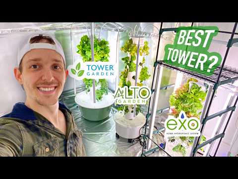 Top Three Hydroponic Towers In The USA! 12+ Crops, 64 Days, Tower Garden v ALTO Garden v EXO Tower!