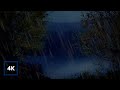 Evening Rain on a Lake | Rain Sounds on Leaves with Dark Screen for Deep Sleep, Relaxing, Study