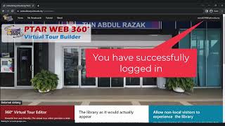 Login to PTAR WEB 360° Virtual Tour Builder