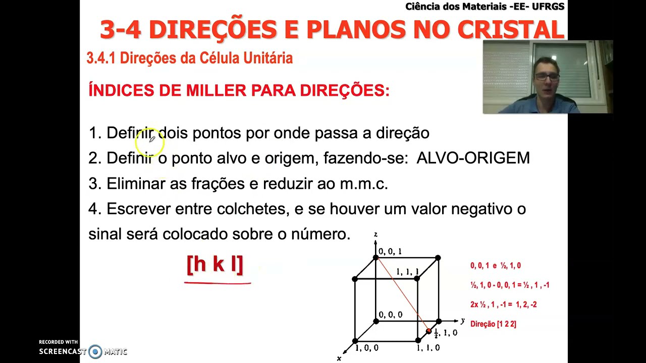 Estrutura Cristalina - Direções cristalográficas (prof. Alexander)