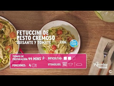 Deliciosa receta de fetuccini al pesto cremoso y con pollo