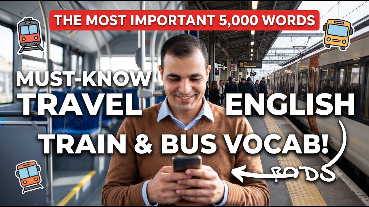 شرح انجليزي : كورس اهم خمس الاف كلمة : تعلم اللغة الانجليزية كلمات bus and train travel
