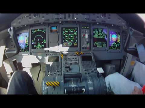 Inside airBaltic Q400 flight deck in RIX (HD)