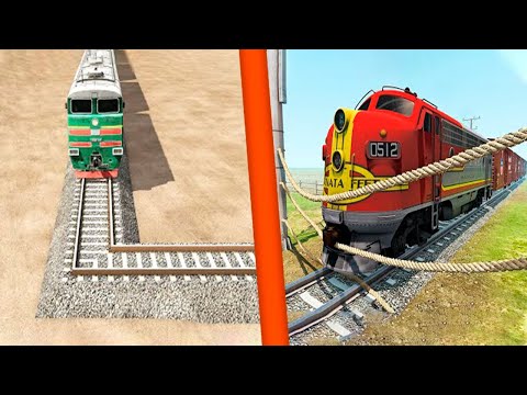 Trains vs Stretched Rope vs Trains vs 90 Degree Turn 😲 BeamNG Drive Car Crashes Compilation