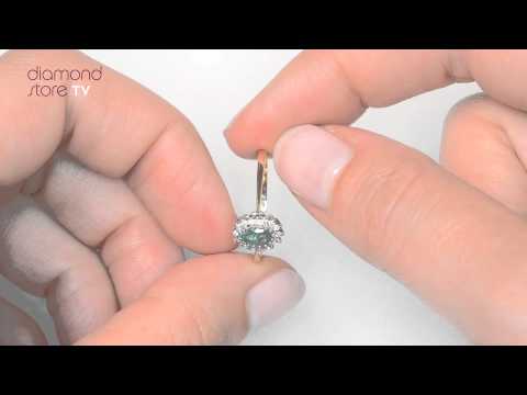 FET33 G - Emerald 5 x 3mm And Diamond 18K Gold Ring