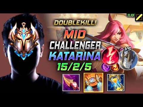 Challenger Katarina MID vs Galio - 챌린저 장인 미드 카타리나 템트리 룬 내셔 감전 カタリナ Катарина 不祥之刃 - LOL KR 11.13