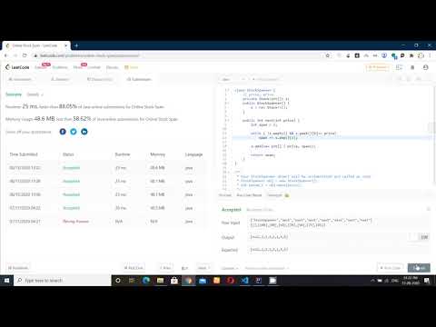 Leetcode Online Stock Span Java Stack
