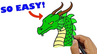 How to draw a dragon head easy step by step easy version | Simple Drawings For Beginners