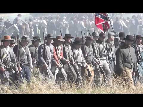 Battle of Gettysburg 150th Anniversary - Confederates marching stock footage