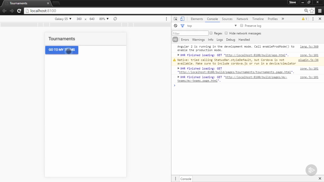 Ionic tutorials  2   18 Back Navigation