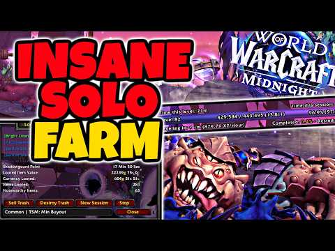1 MILLION XP/HR & 80,000 Gold Per Hour - The BEST SOLO Farm For Both Gold & Levelling in Midnight!