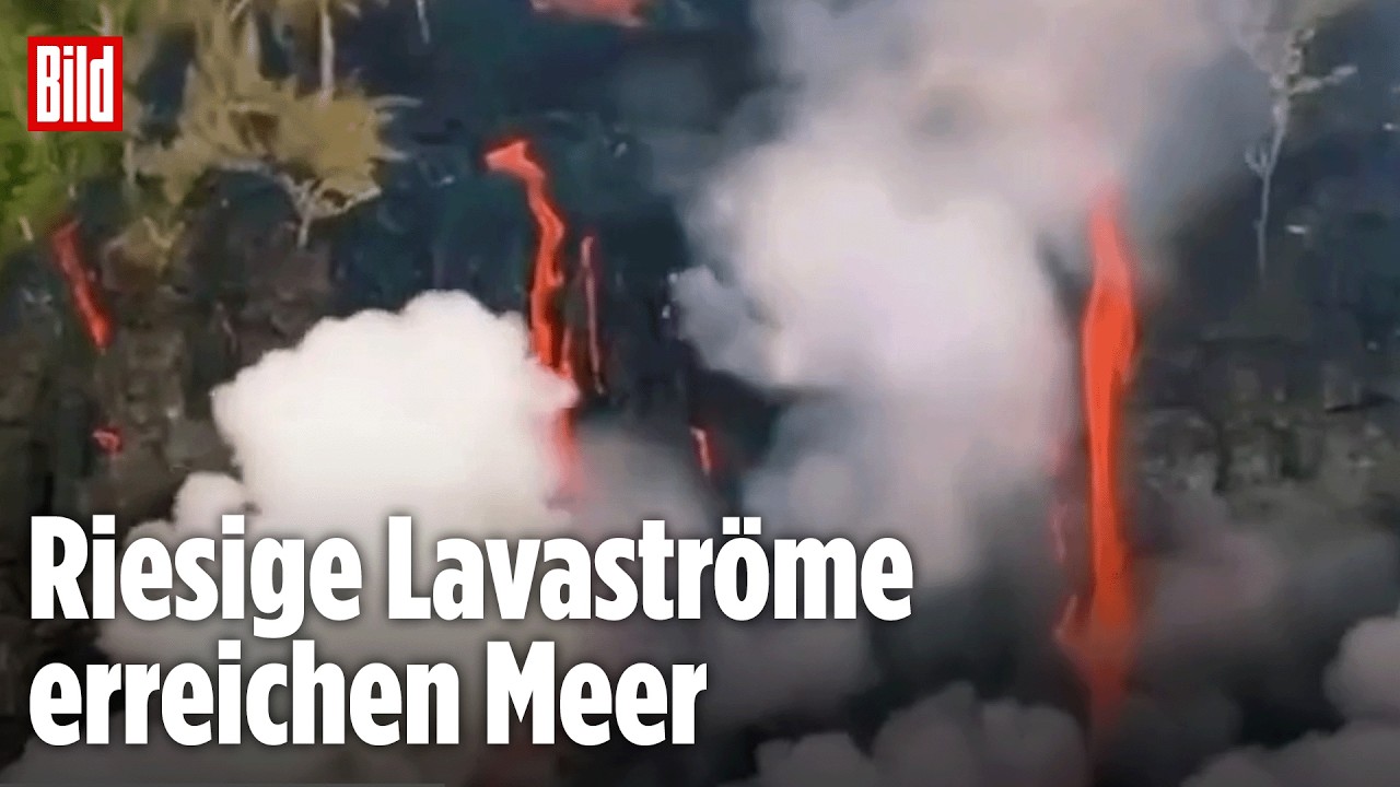 Lava-Drama auf La Réunion: Vulkan stoppt Straße, glühende Massen erreichen Meer