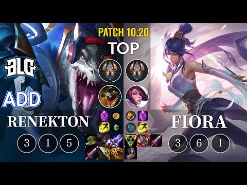 BLG ADD Renekton vs Fiora Top - KR Patch 10.20
