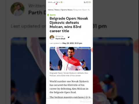 Belgrade Open: Novak Djokovic defeats Molcan, wins 83rd career title  .