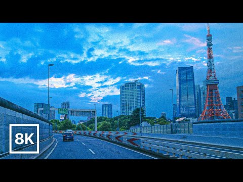 Tokyo Drive from Sunset to Night / 8K 60fps HDR / Relaxing Lofi Beats
