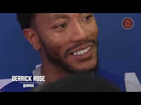Derrick Rose talking about Kristaps Porzingis | First Knicks Practice