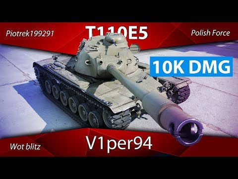 T110E5 x2 ~ 10K DMG In Platoon - Wot Blitz Gameplay How to focus fire piotrek199291