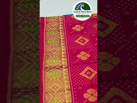 Pink Selari Border Chanda Chokda Motifs Single Ikat Patola Saree 6 Ply Silk
