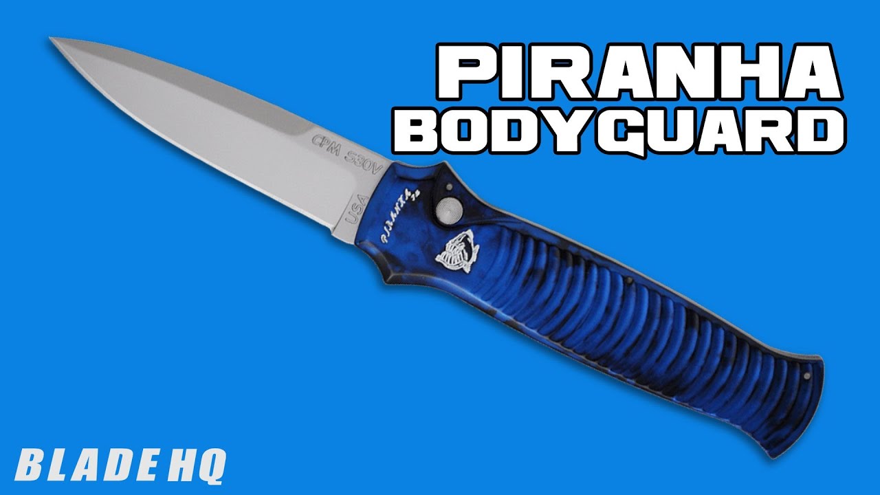 Piranha Bodyguard Automatic Knife Blue (3.3" Stonewash Serr)