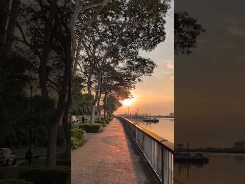4K Sunset Over the Johor Strait | Relaxing Woodlands Waterfront Singapore 🌅