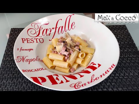 RIGATONI PROSCIUTTO e FUNGHI PIOPPINI - Ricetta Facile e CREMOSISSIMA