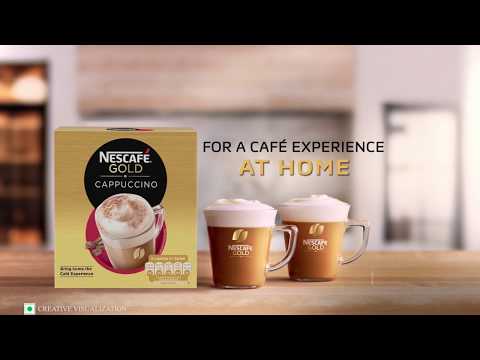 Brown powder nescafe gold cappuccino, packaging size: box