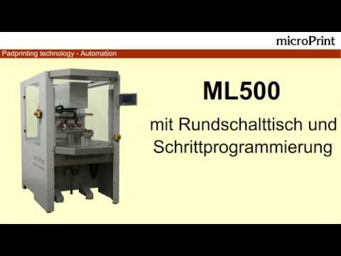 ML500 Tampondruckmaschine mit Rundschaltisch und Sicherheitszelle