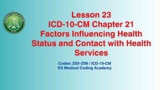 Lesson 23 | ICD-10-CM Chapter 21 | Z Codes | Factors Influencing Health Status