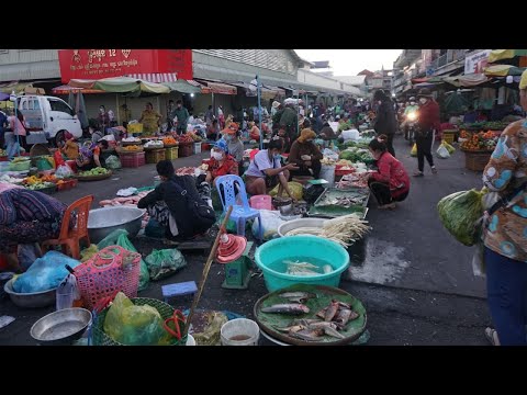 Early Morning Daily LifeStyle of Vendors @Phsa Chhbar Ampov - Morning Street Vegetables Market