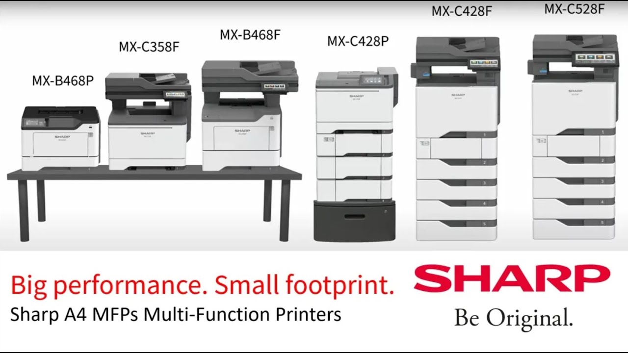 Big performance. Small footprint. 2023 New A4 Printers from Sharp.