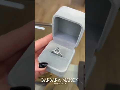 Dazzling Elegance: Emerald Cut Halo & Pave Lab Grown Diamond Ring #bridalring #goldrings #haloring