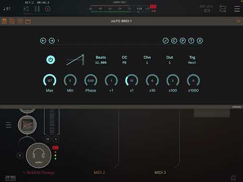 mLFO MIDI LFOs for iOS - Short demo (Omega by Bleass, ZOA and FabFilter plugins)