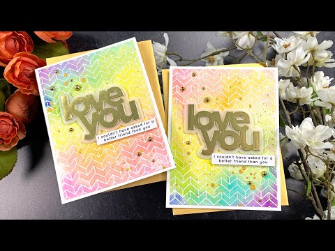 Easy Rainbow Watercolor Backgrounds | AmyR 2022 Valentine's Card Series #1
