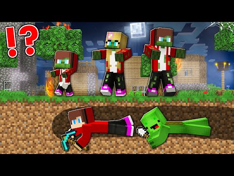 JJ family zombie escape - underground kingdom! Minecraft