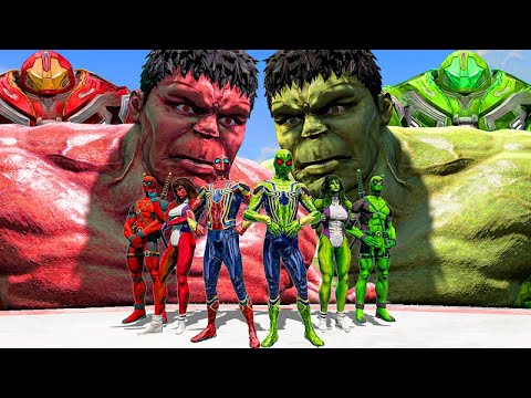 Red Team vs Green Team | Hulk, Red Hulk, Spiderman, She Hulk, Hulkbuster, Deadpool - What If