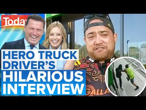 ヒーローのトラック運転手に司会者爆笑 | トゥデイ・ショウ・オーストラリア (Hero truck driver has hosts in stitches | Today Show Australia)