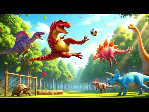 T-Rex, Spinosaurus & Brachiosaurus Play Epic Soccer with Animals ⚽🦖