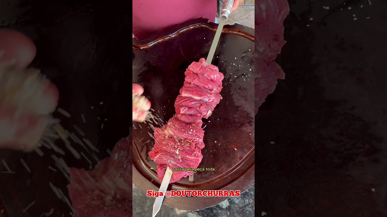 Fraldinha sanfonada feita no espeto com sal temperado