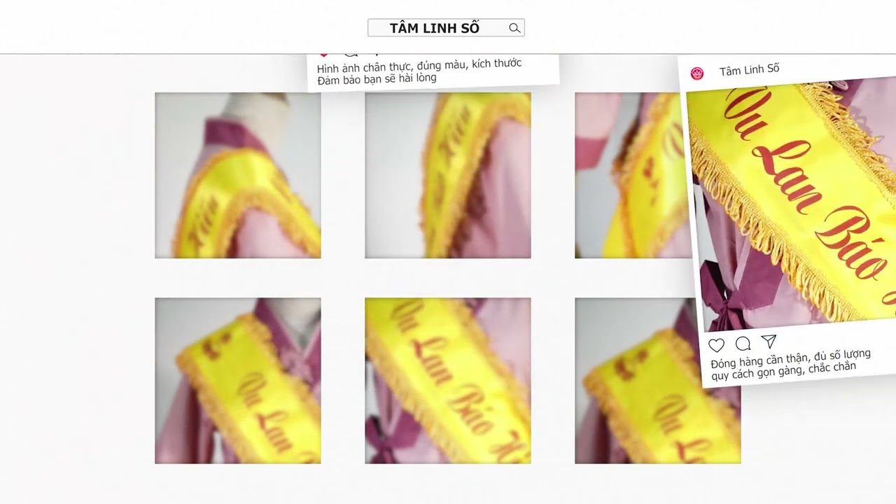 Băng đeo chéo dây đeo in chữ  Vu Lan Báo Hiếu CAO CẤP - Dài 160cm