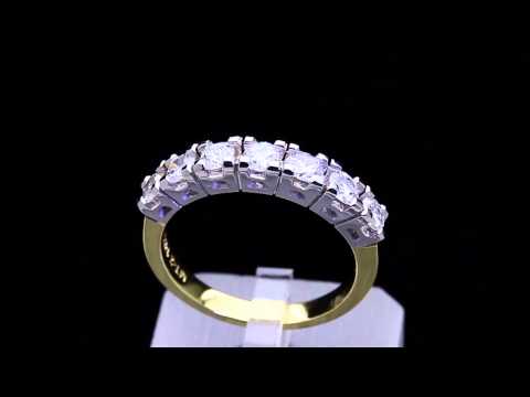 0002-0001  ROUND CUT DIAMOND SEMI ETERNITY WEDDING BAND ANNIVERSARY RING YELLOW GOLD