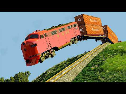 Epic Trains vs Hill Climb Derailment 26 – BeamNG.drive Crashes | BeamNG High Speed
