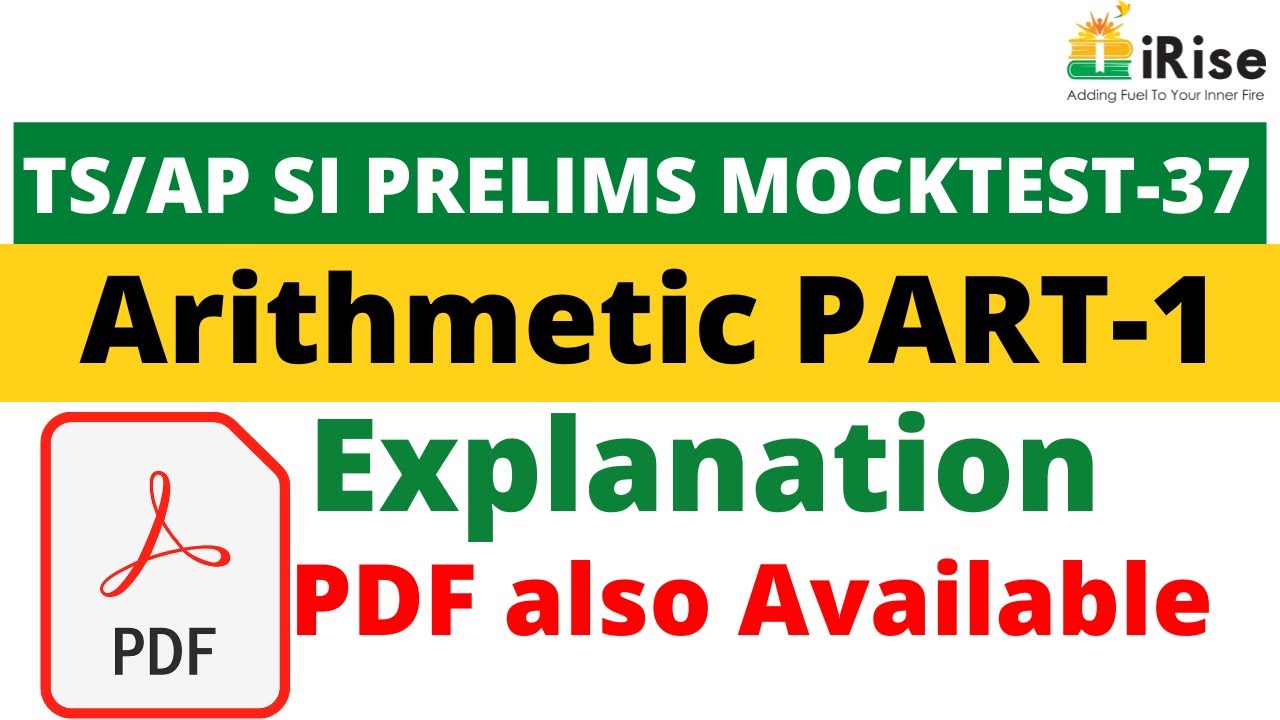 TS /AP Prelims Maha Mock Test -37 Arithmetic Part-1 Explanation (PDF also Available)