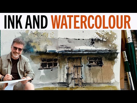 Ink and Watercolour drawing an old  hut in 20 minutes