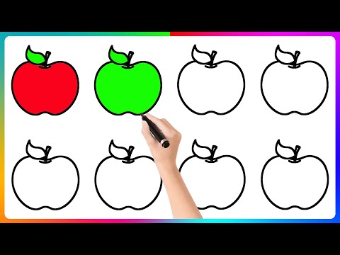 apple , Painting and Colouring for Kids & Toddlers #abcd #abcdsong #colors #coloring #abcde #abc